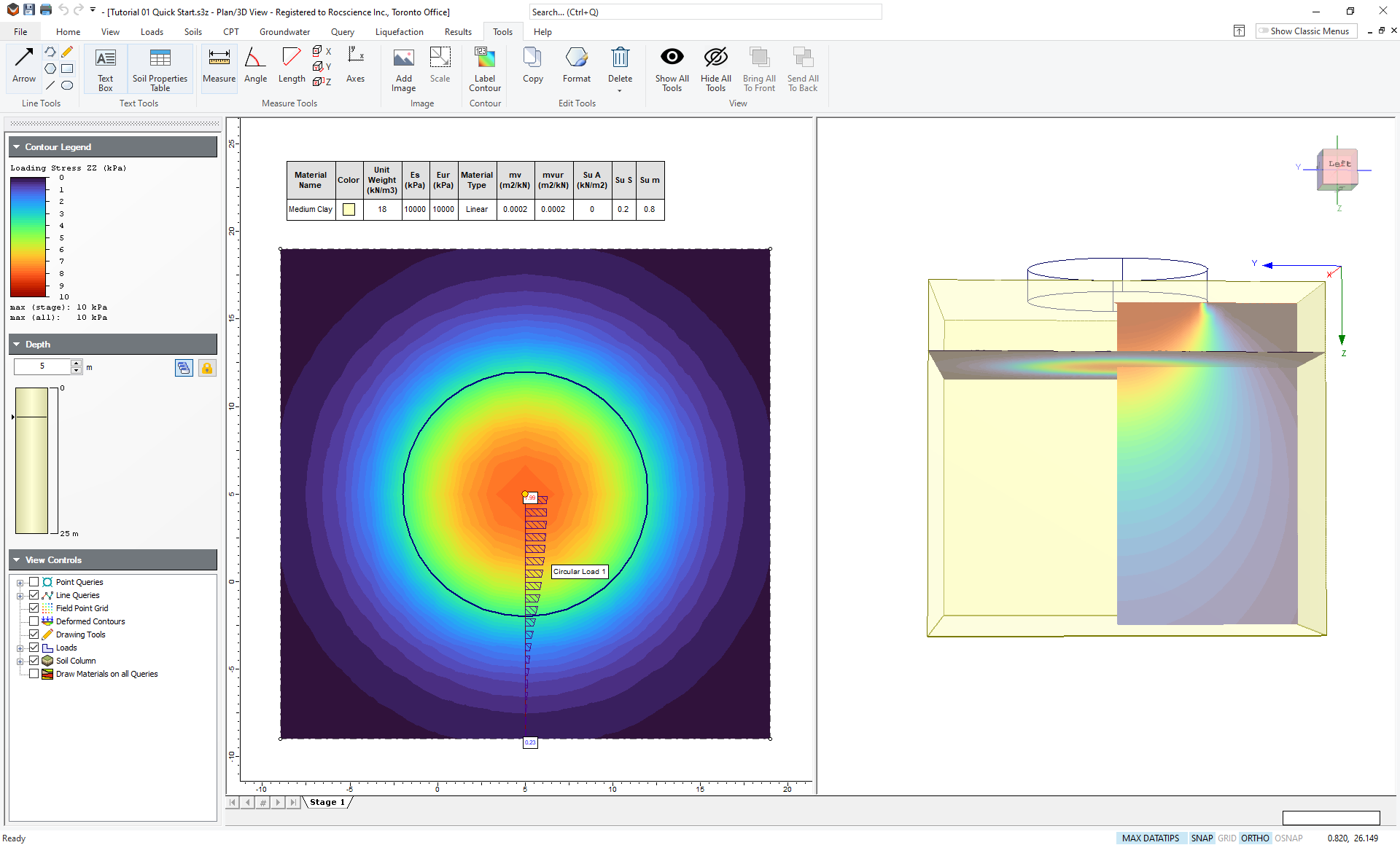 Soil Properties Table and Model View